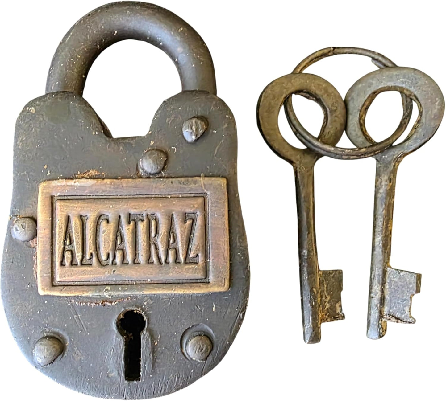 Alcatraz Prison San Francisco Lock Cast Iron Gate Lock With Keys & Antique Finish (2.5" x 1.5") - Jones Peak