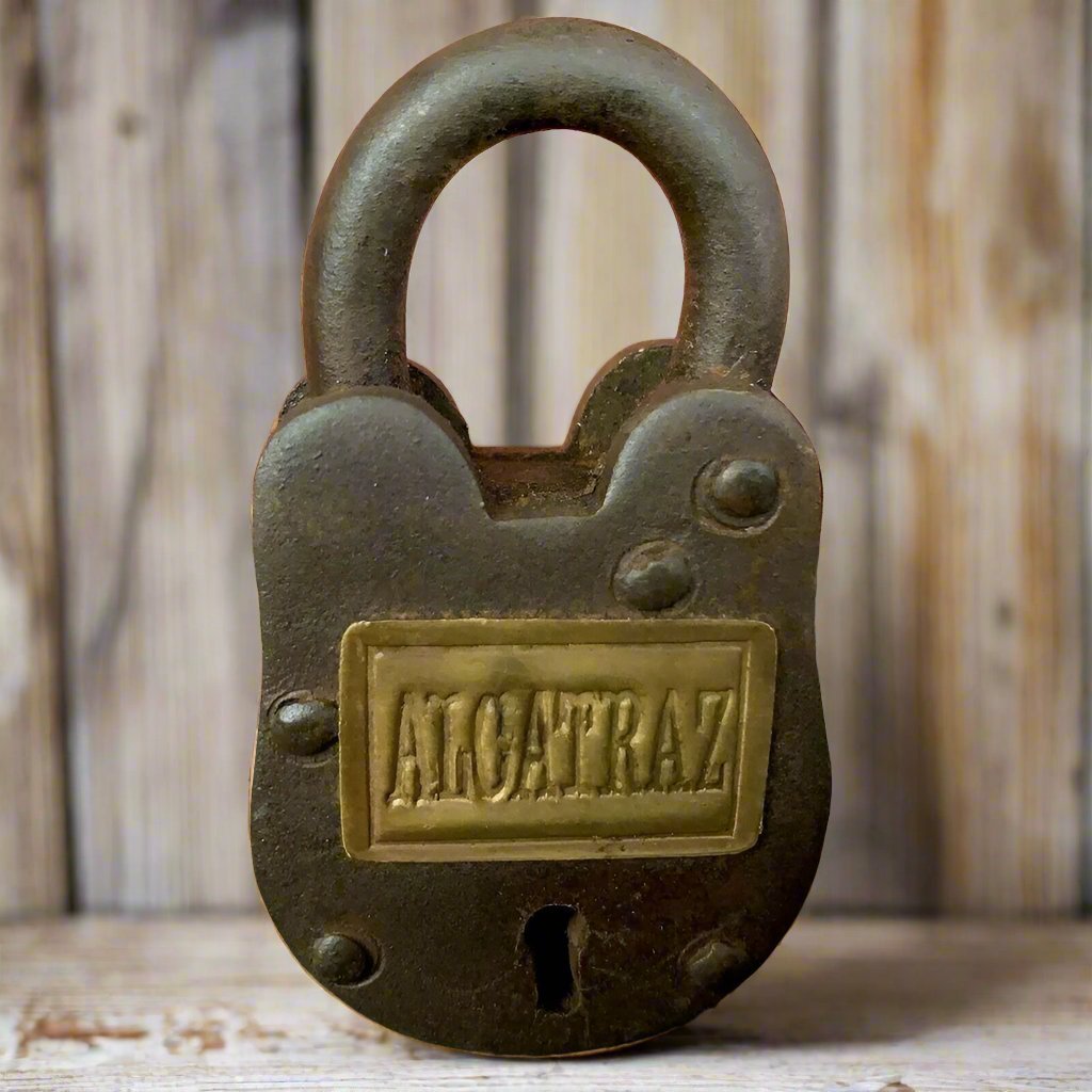 Alcatraz Prison San Francisco Lock Cast Iron Gate Lock With Keys & Antique Finish (2.5" x 1.5") - Jones Peak