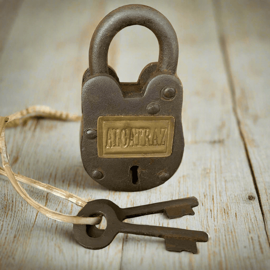 Alcatraz Prison San Francisco Lock Cast Iron Gate Lock With Keys & Antique Finish (2.5" x 1.5") - Jones Peak