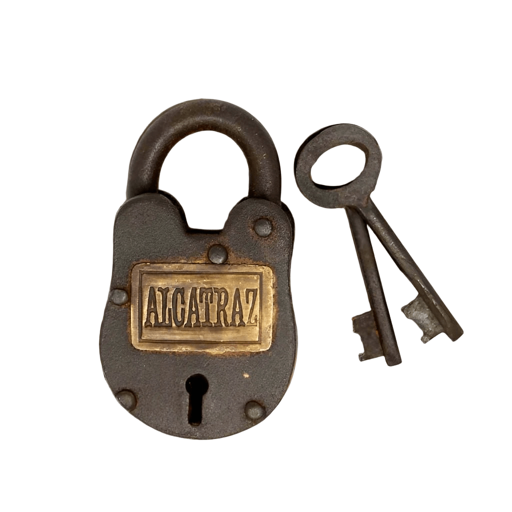 Alcatraz Prison San Francisco Lock Cast Iron Gate Lock With Keys & Antique Finish (2.5" x 1.5") - Jones Peak