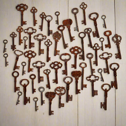 19th - Century Cast Iron Assorted Keys With Antique Finish (Lot of 75) - Jones Peak