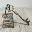 Gem Saloon 1886 Tombstone Brothel Room Brass Tag & Key With Antique Finish (6.5" Long) - Jones Peak