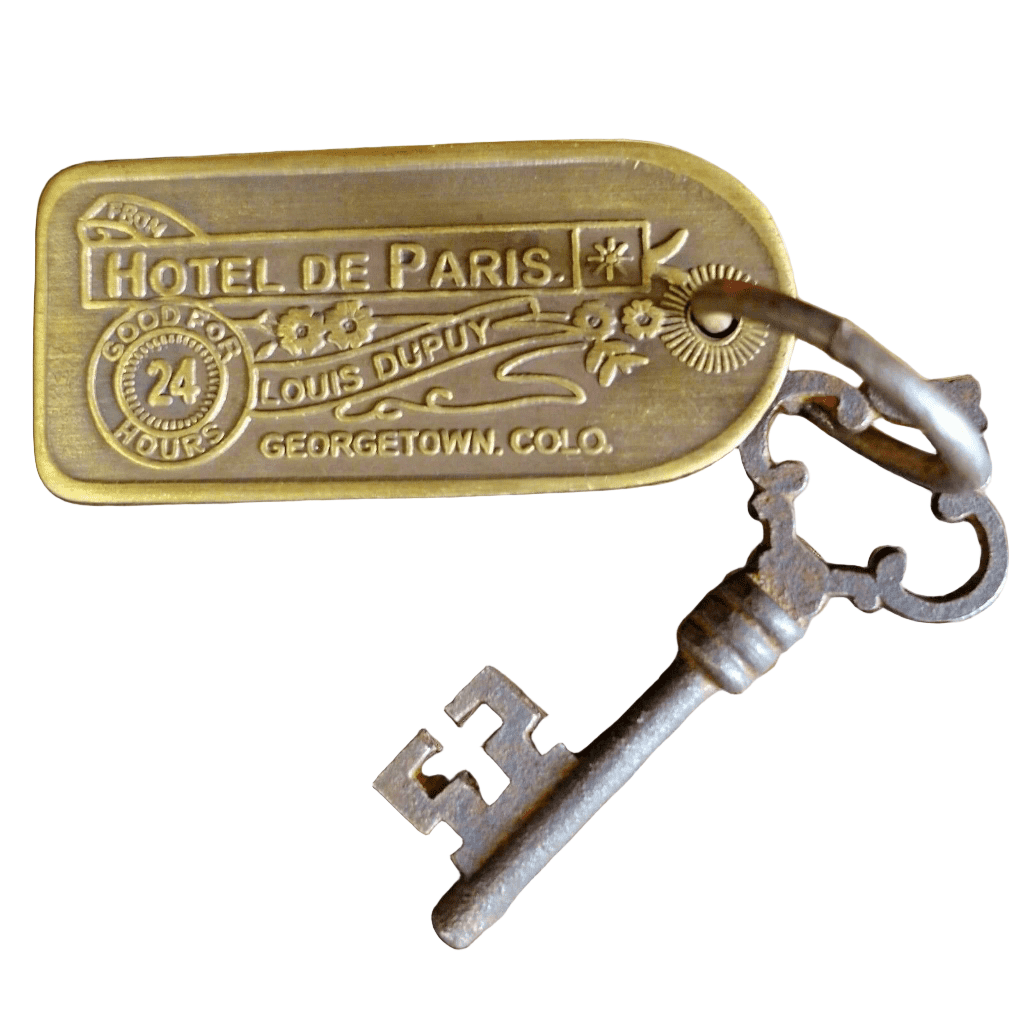 Paris Hotel Brothel Room Brass Tag & Key With Antique Finish (3" x 1.25") - Jones Peak