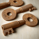 Railroad Keys Cast Iron Stamped With Train Initials (Set of 25) - Jones Peak