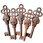 Skull Cast Iron Skeleton Keys With Raised Detail & Antique Finish (Set of 5) - Jones Peak