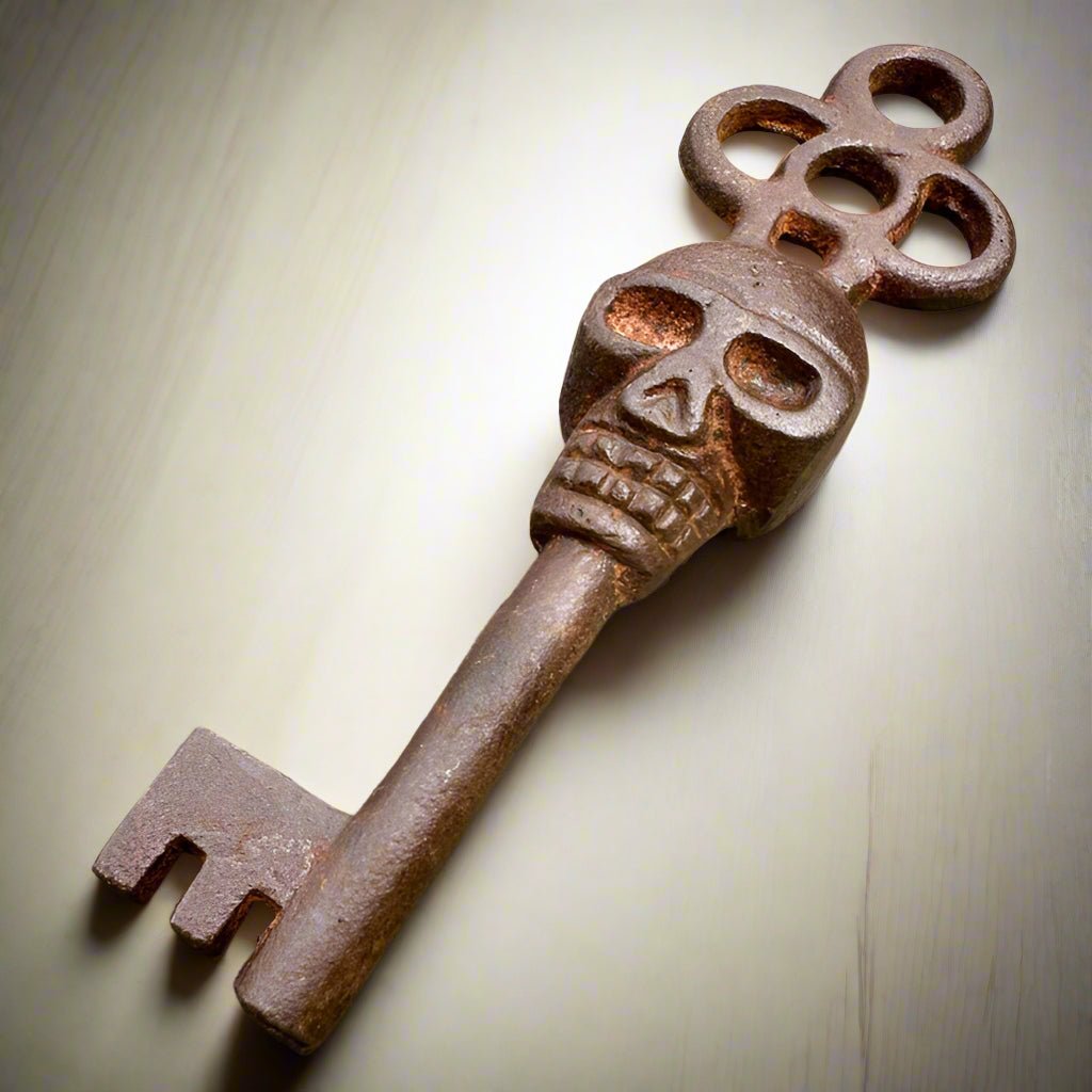 Skull Cast Iron Skeleton Keys With Raised Detail & Antique Finish (Set of 5) - Jones Peak