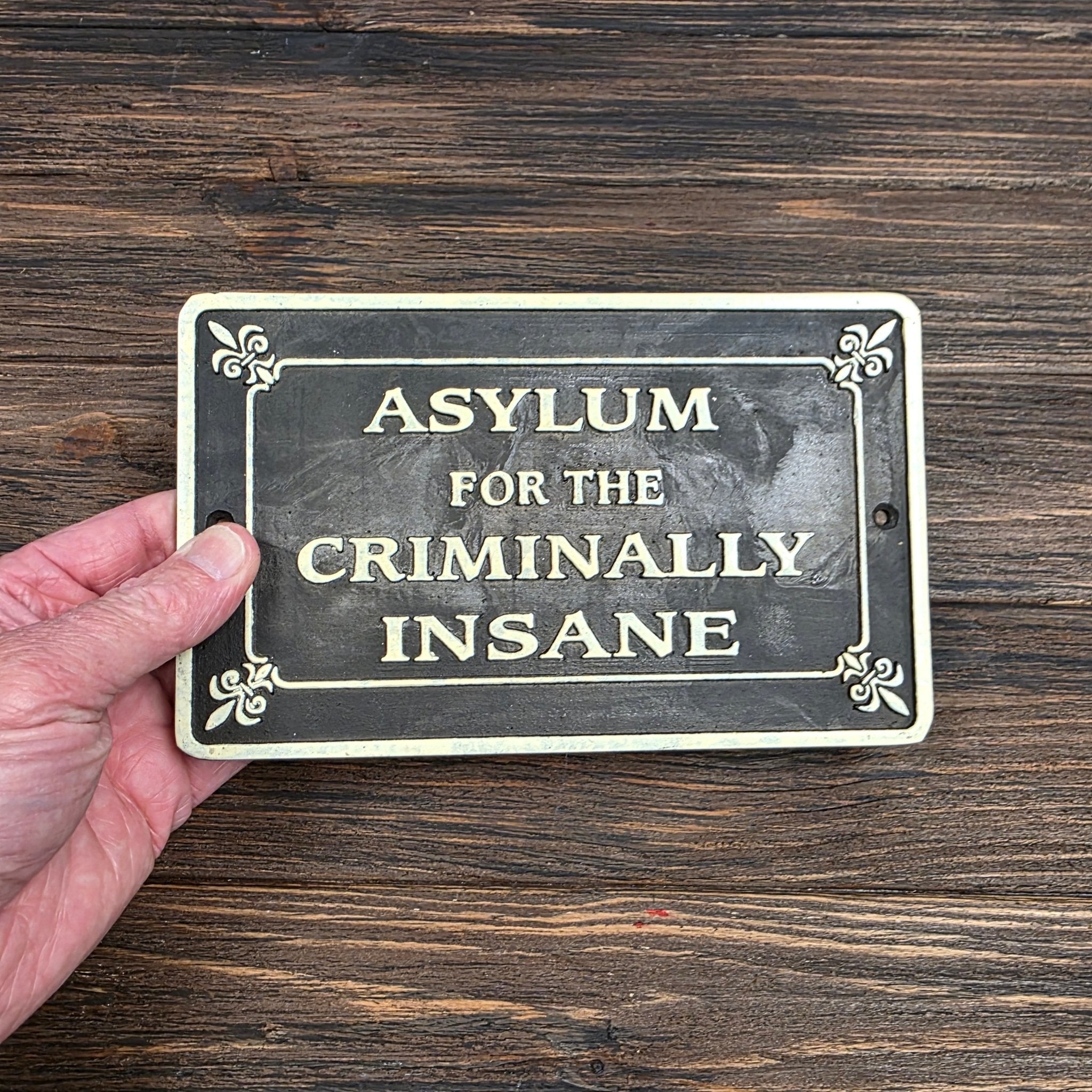 Asylum For The Criminally Insane Cast Iron Plaque - Jones Peak