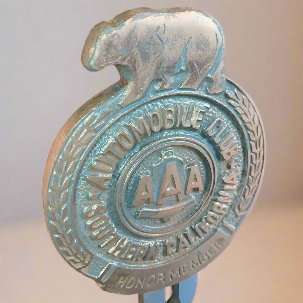 AAA Automobile Club Bear License Plate FOB Topper With Painted Antique Finish (5" x 3.25") - Jones Peak