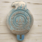 AAA Automobile Club Bear License Plate FOB Topper With Painted Antique Finish (5" x 3.25") - Jones Peak