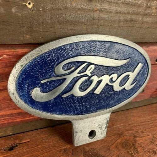 Ford Automobile Logo Aluminum License Plate FOB Topper With Painted Antique Finish (6" x 4.5") - Jones Peak
