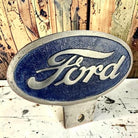 Ford Automobile Logo Aluminum License Plate FOB Topper With Painted Antique Finish (6" x 4.5") - Jones Peak