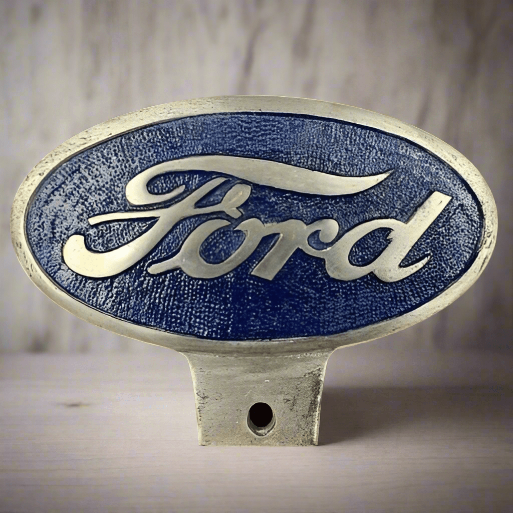 Ford Automobile Logo Aluminum License Plate FOB Topper With Painted Antique Finish (6" x 4.5") - Jones Peak