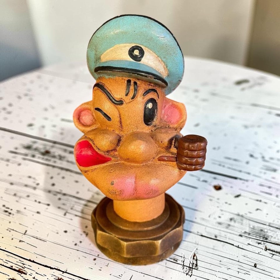 Popeye Sailor Man Cast Iron Radiator Cap With Painted Vintage Antiqued Finish (5.75" Tall) - Jones Peak