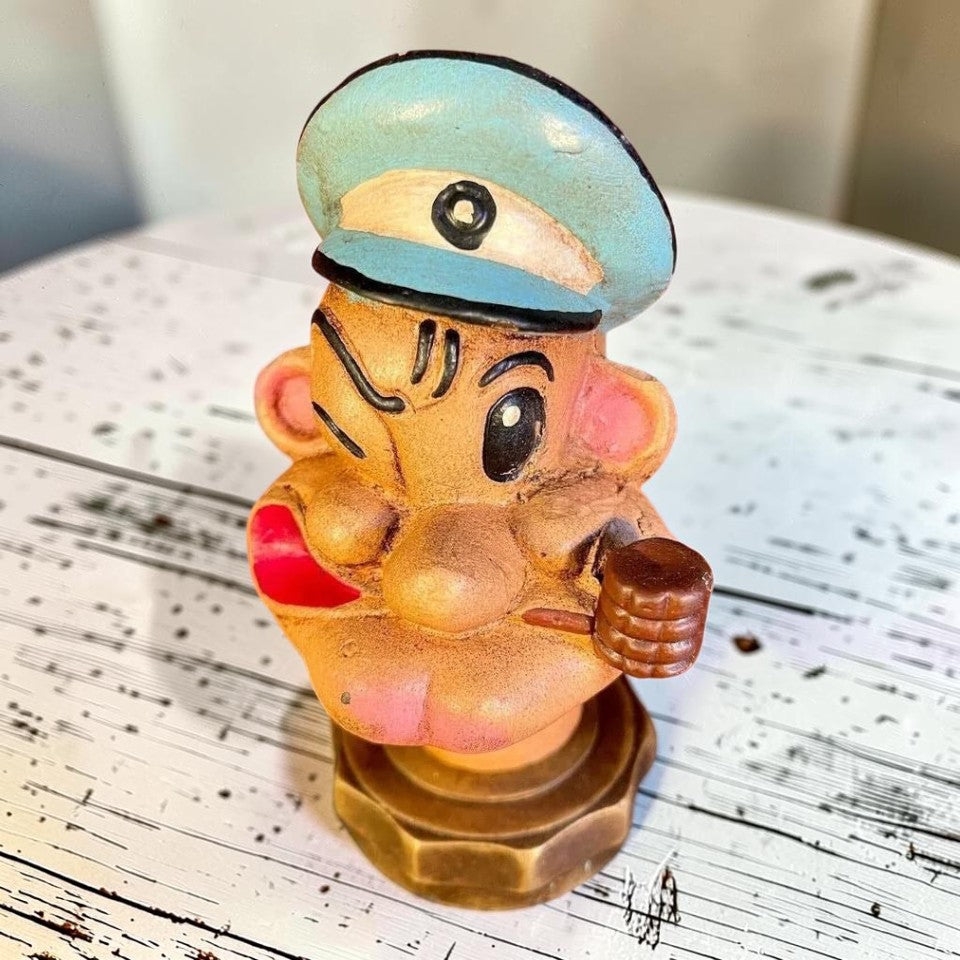 Popeye Sailor Man Cast Iron Radiator Cap With Painted Vintage Antiqued Finish (5.75" Tall) - Jones Peak