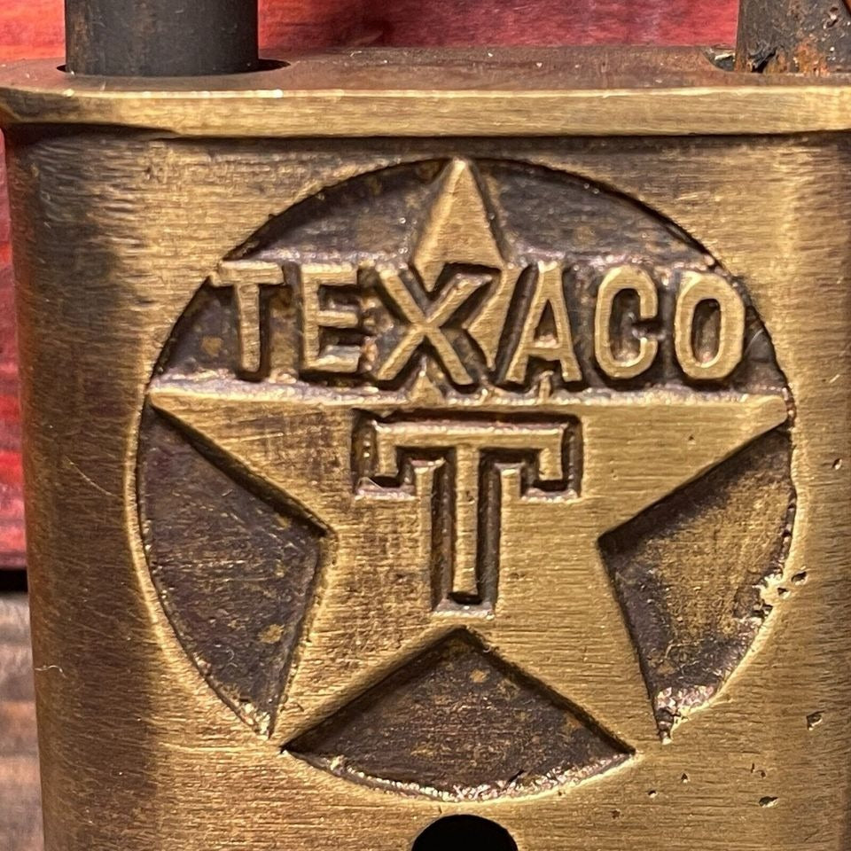 Texaco Station Solid Brass Lock With Keys & Antique Finish