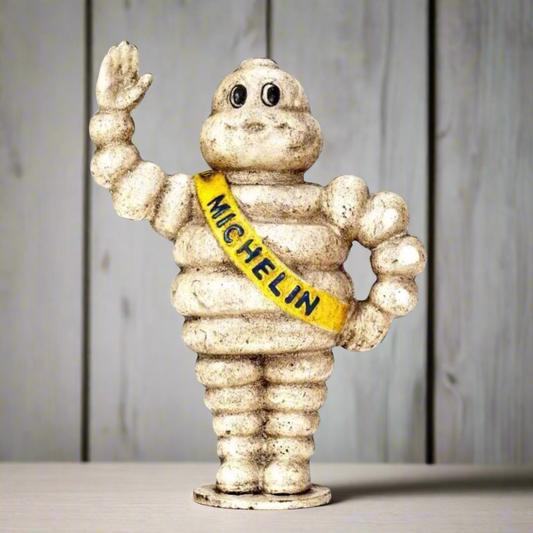 Michelin Man Cast Iron Coin Bank With Painted Antique Finish (6.5" x 6")