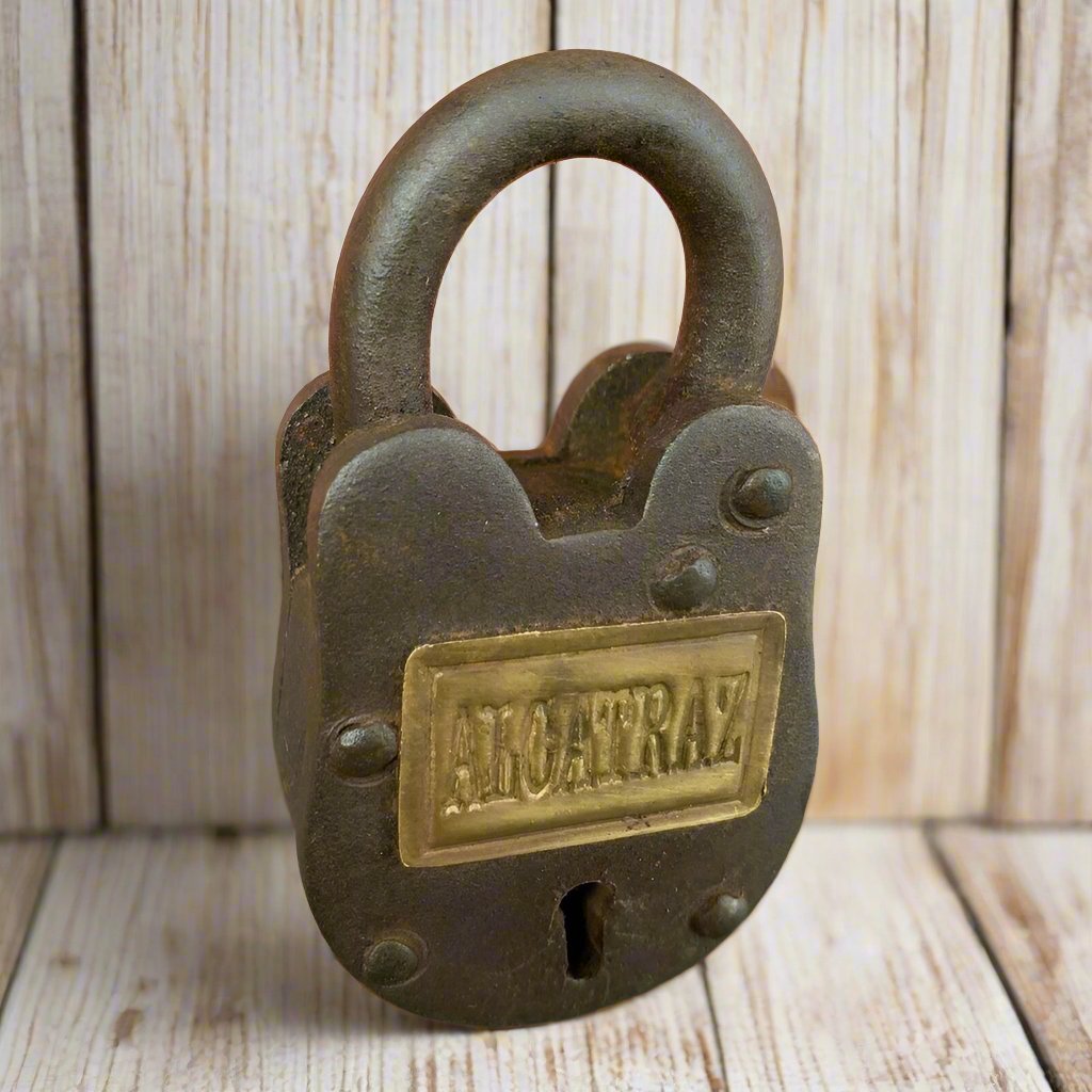 Alcatraz Prison San Francisco Lock Cast Iron Working Lock With Keys & Antique Finish (2.5" x 1.5")