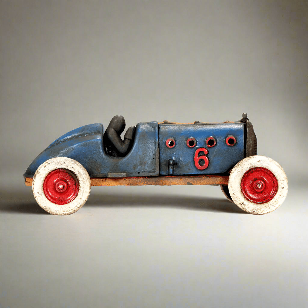 Blue Racer Cast Iron Car With Moving Hood and Wheels (8.5" x 3") - Jones Peak