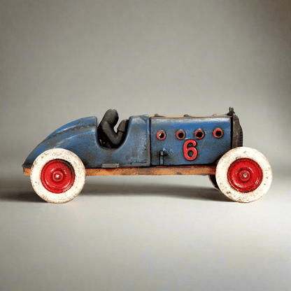 Blue Racer Cast Iron Car With Moving Hood and Wheels (8.5" x 3") - Jones Peak