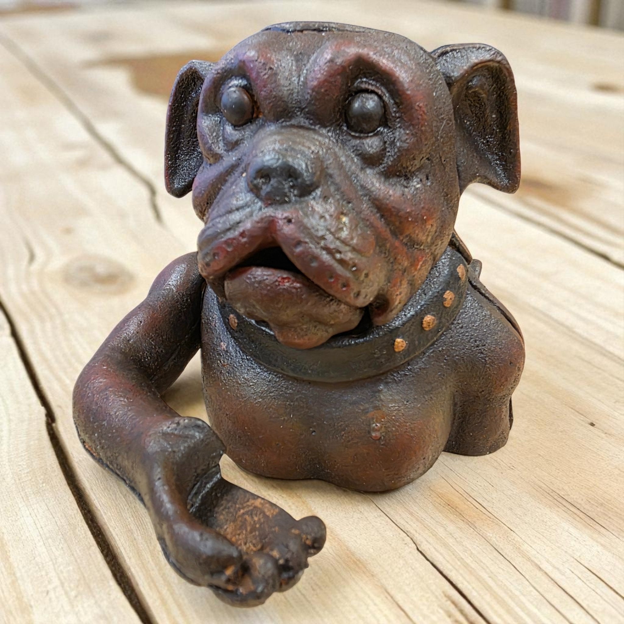 Bulldog Cast Iron Mechanical Coin Bank With Painted Antique Finish (5" x 6.5") - Jones Peak