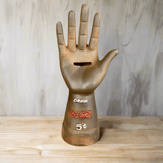 Coca - Cola Cast Iron Hand Coin Bank Tag And Antique Finish (8.75" Tall) - Jones Peak