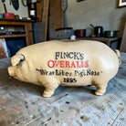 Finck's Overalls 1885 Cast Iron Coin Bank With Raised Lettering Antique Finish (8" x 3" x 3.75") - Jones Peak