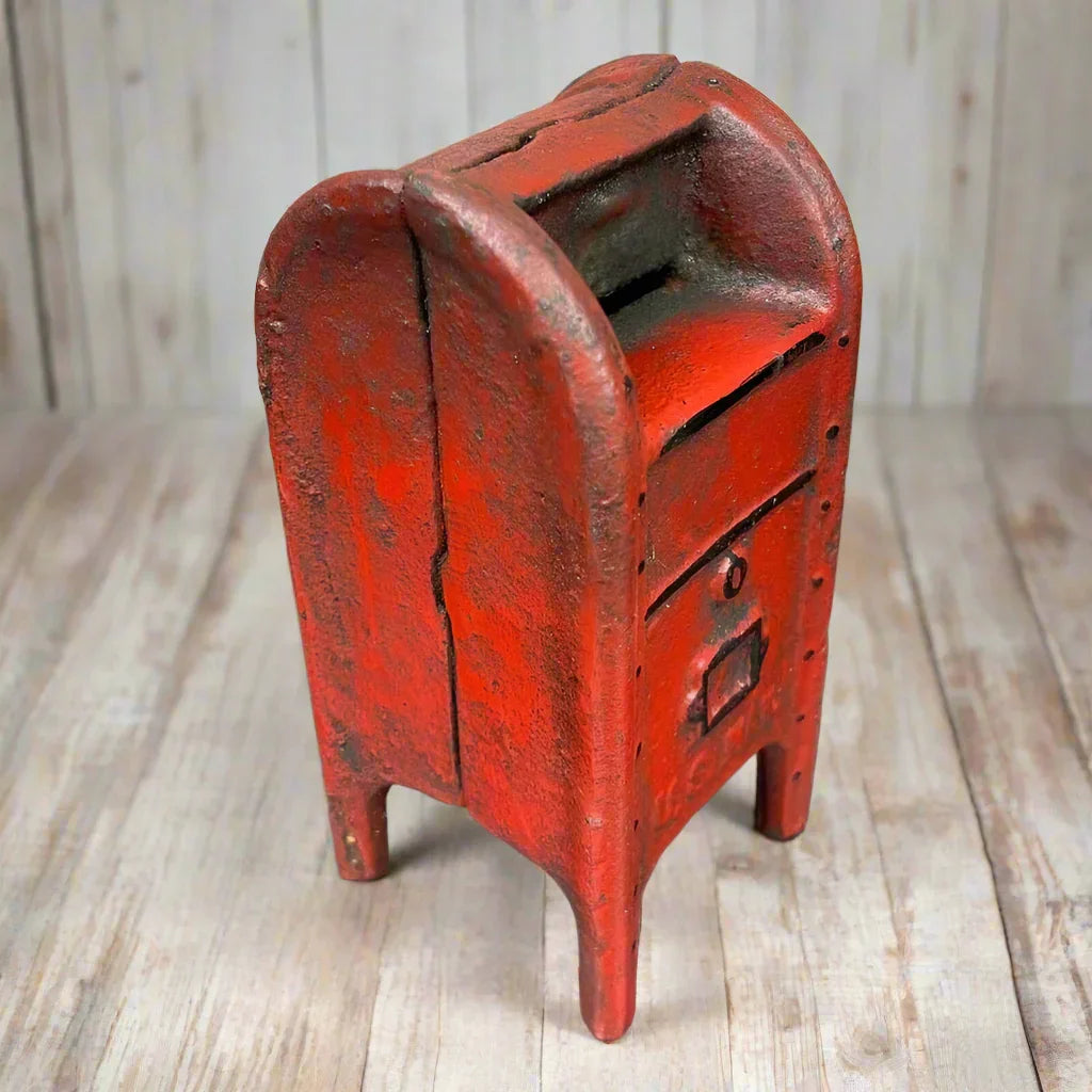 Mailbox Bank Cast Iron Coin Bank With Painted Antique Finish (5" x 2.5") - Jones Peak