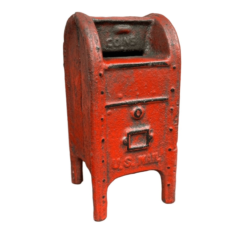 Mailbox Bank Cast Iron Coin Bank With Painted Antique Finish (5" x 2.5") - Jones Peak