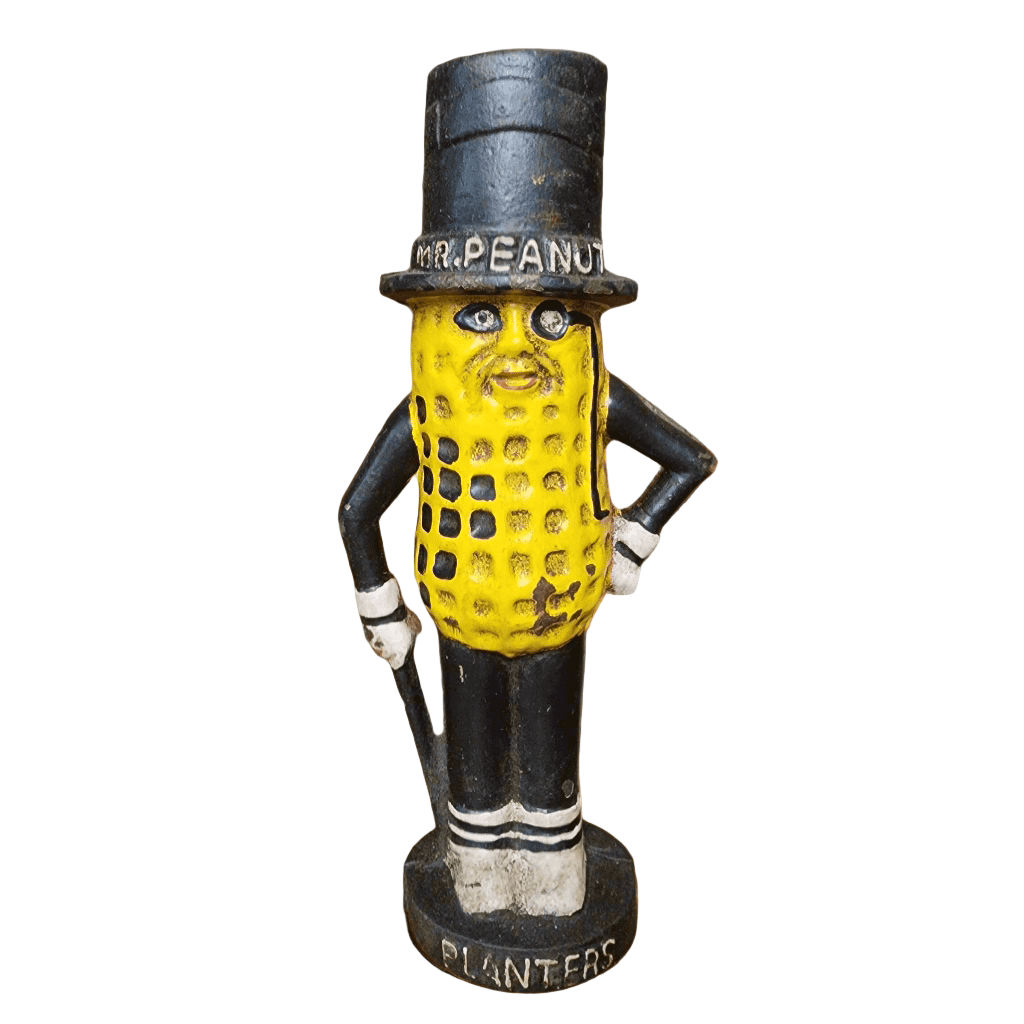 Planters Mr. Peanut Cast Iron Bank With Painted Antique Finish (8" Tall) - Jones Peak