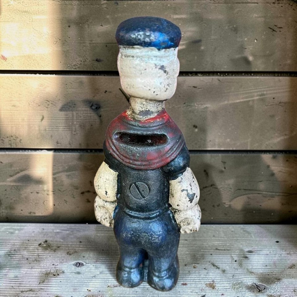Popeye Sailor Man Cast Iron Coin Bank With Painted Antique Finish (5" Tall) - Jones Peak