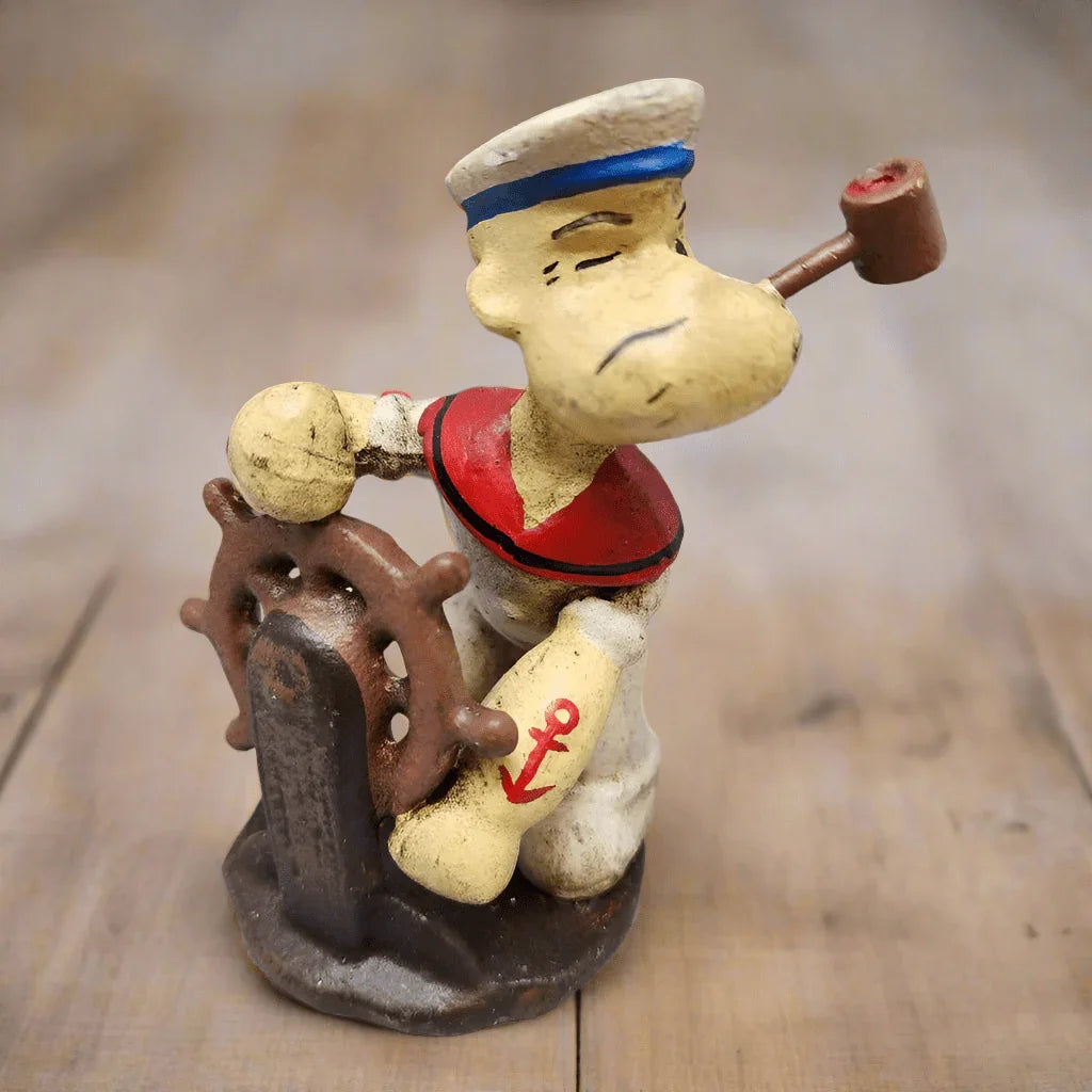 Popeye Sailor Man Figurine Cast Iron With Painted Antique Finish (4.75" x 4" x 2") - Jones Peak