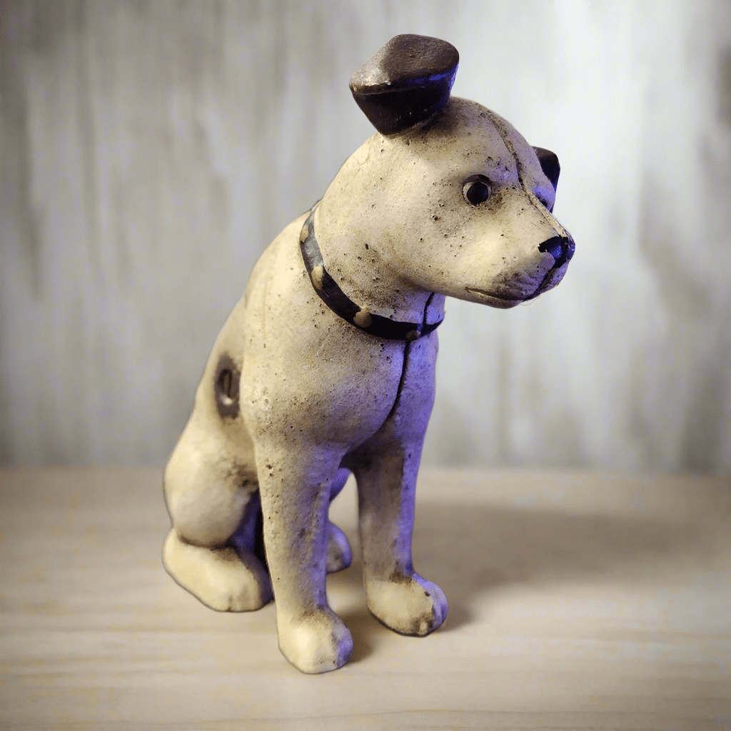 RCA Dog Cast Iron "Nipper" Coin Bank With Hand Painted Antique Finish (6" x 6" x 2") - Jones Peak