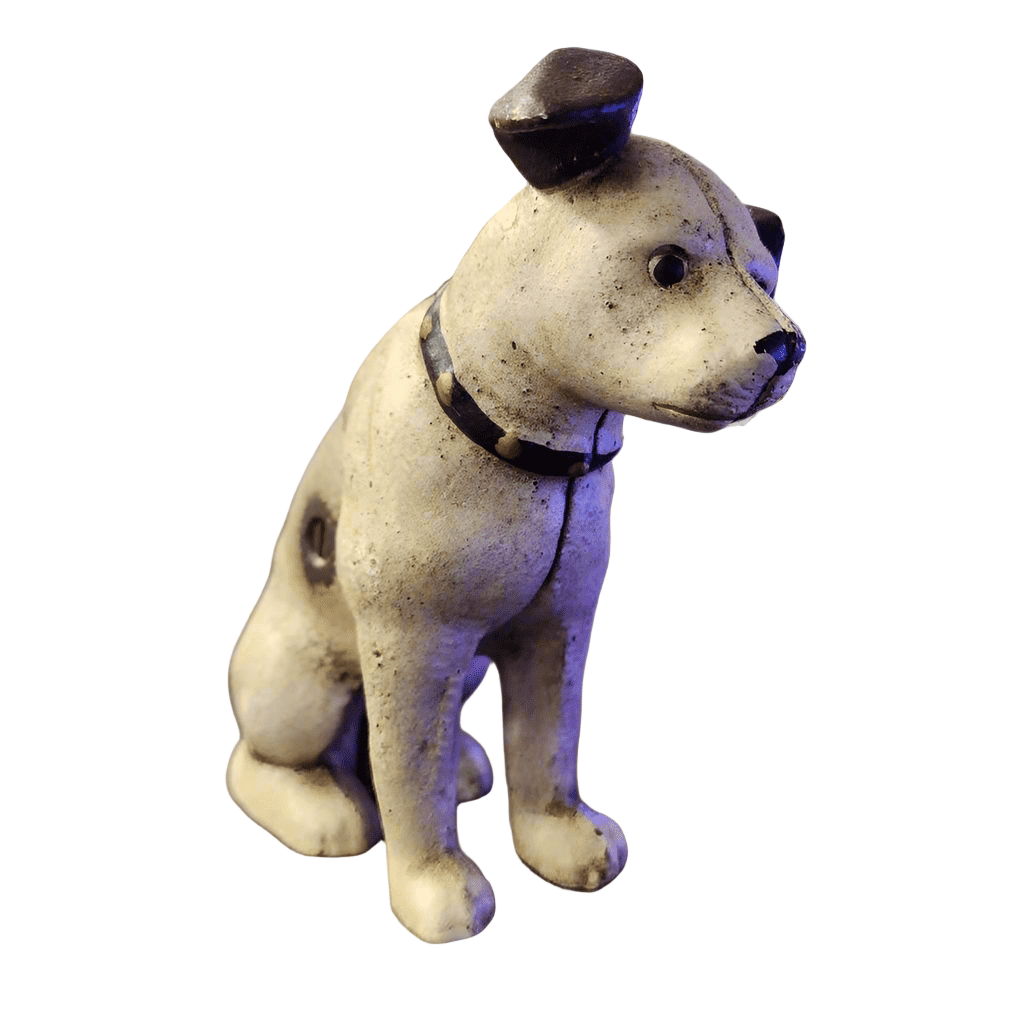 RCA Dog Cast Iron "Nipper" Coin Bank With Hand Painted Antique Finish (6" x 6" x 2") - Jones Peak