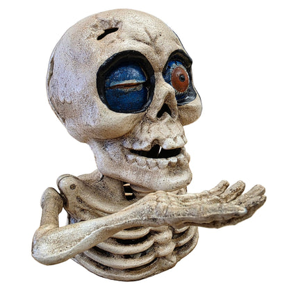 Skull One Eye Cast Iron Mechanical Coin Bank With Painted Antique Finish (6" x 5.5") - Jones Peak