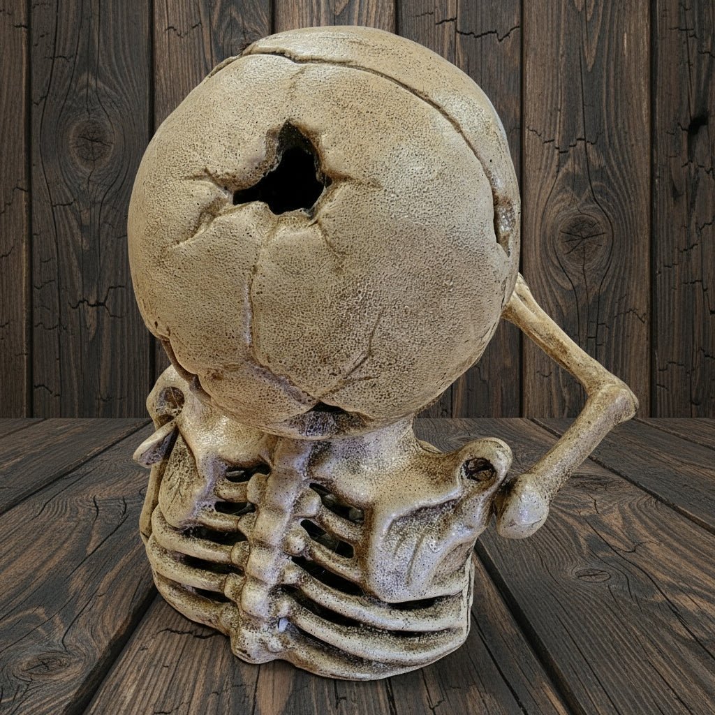 Skull One Eye Cast Iron Mechanical Coin Bank With Painted Antique Finish (6" x 5.5") - Jones Peak