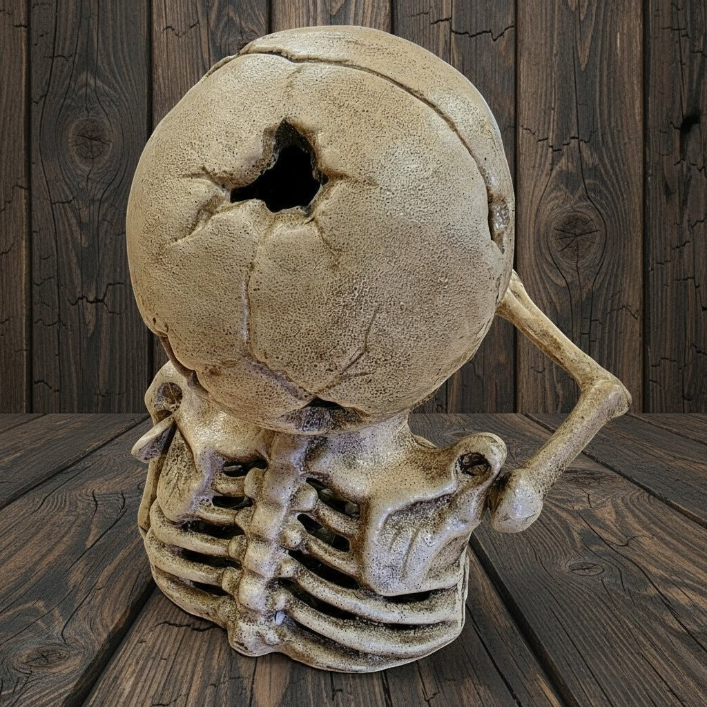 Skull One Eye Cast Iron Mechanical Coin Bank With Painted Antique Finish (6" x 5.5") - Jones Peak