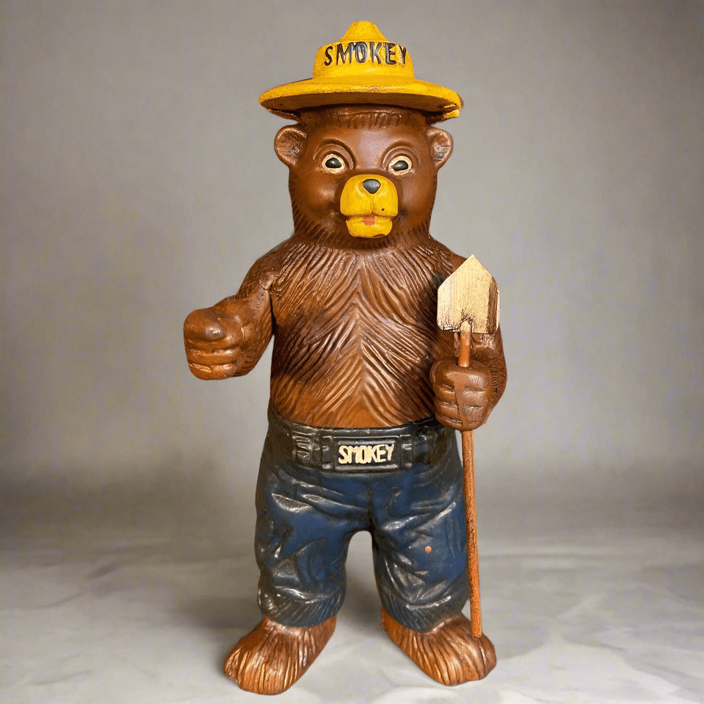 Smokey Bear Cast Iron Bank With Painted Antique Finish (8