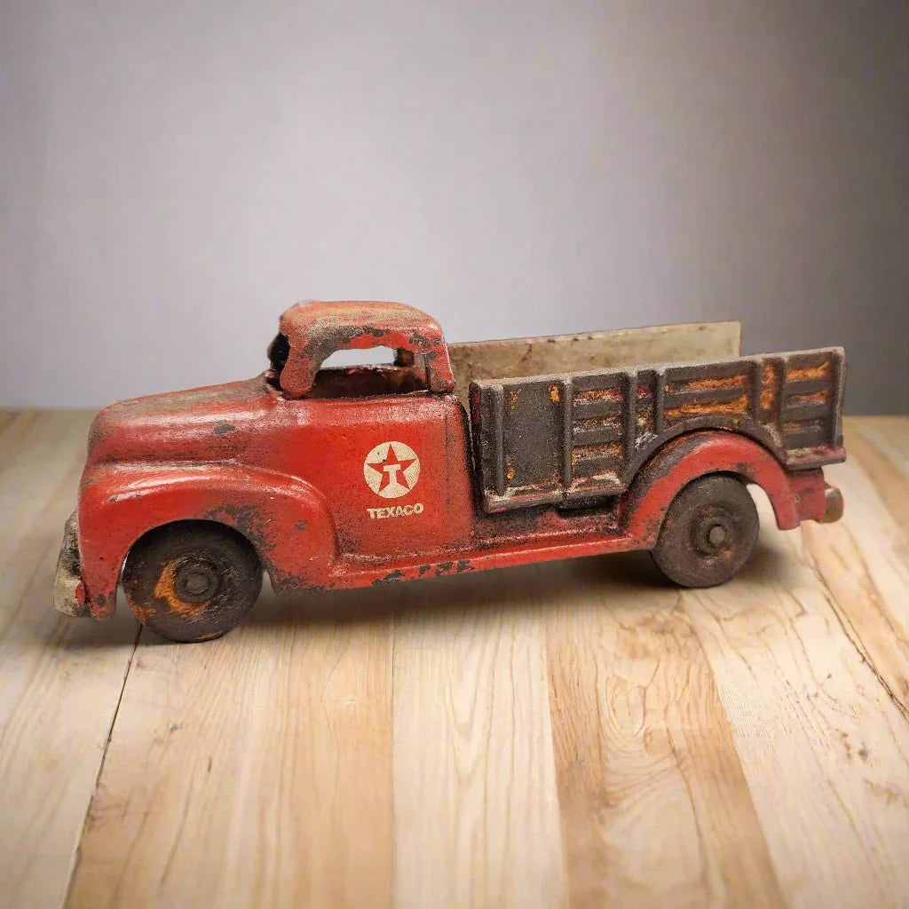 Texaco Truck Cast Iron with Moving Wheels & Painted Antique Finish (6.25" x 2.25") - Jones Peak
