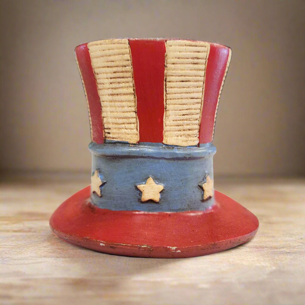USA Hat Cast Iron Coin Bank With Painted Antique Finish (4.5" x 4.5" x 4") - Jones Peak