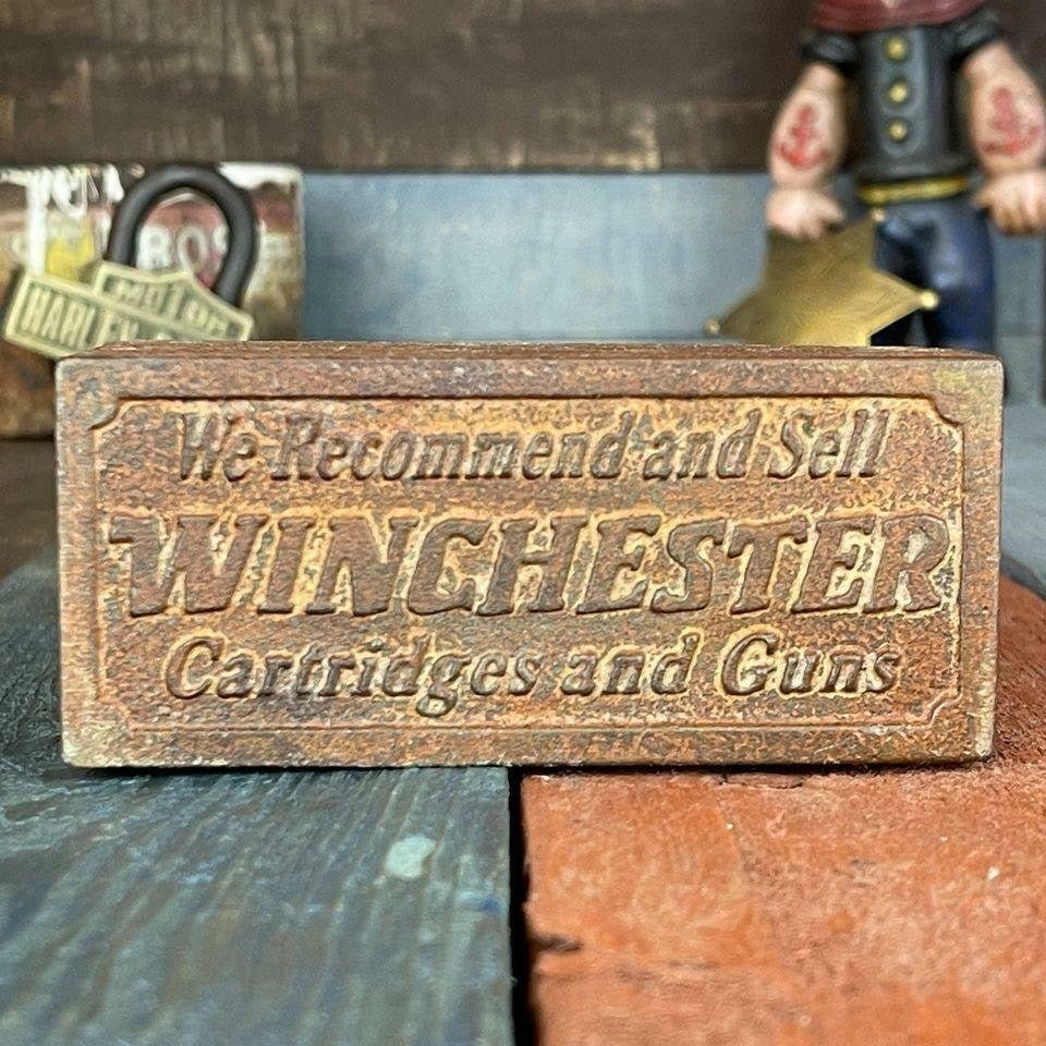 Winchester Cast Iron Coin Bank With Raised Lettering And Antique Finish (4" x 2" x 2") - Jones Peak