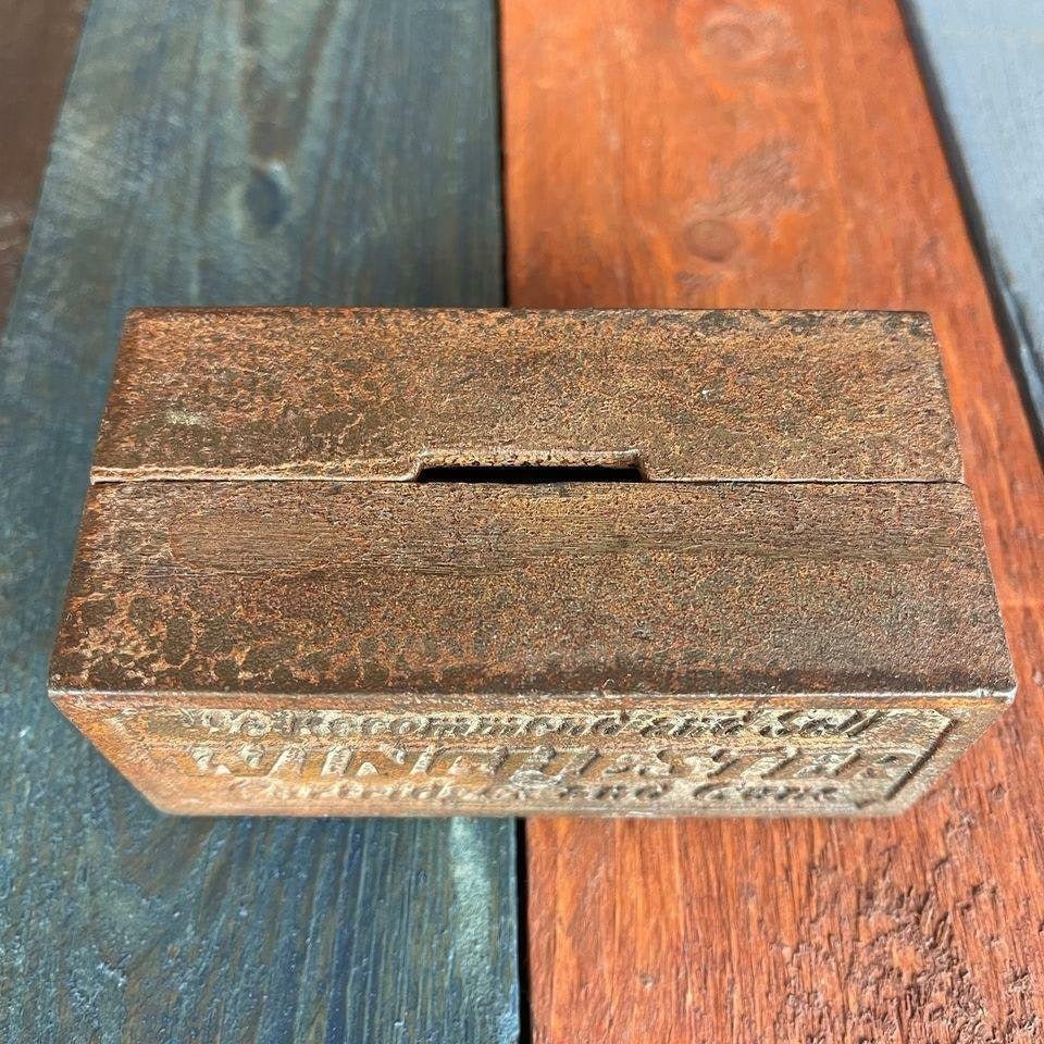 Winchester Cast Iron Coin Bank With Raised Lettering And Antique Finish (4" x 2" x 2") - Jones Peak