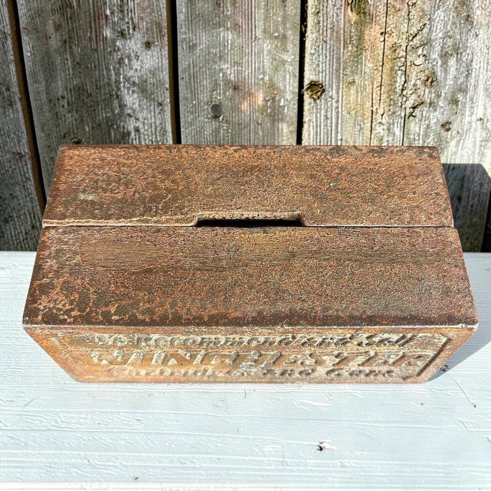 Winchester Cast Iron Coin Bank With Raised Lettering And Antique Finish (4" x 2" x 2") - Jones Peak