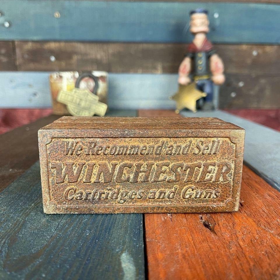 Winchester Cast Iron Coin Bank With Raised Lettering And Antique Finish (4" x 2" x 2") - Jones Peak