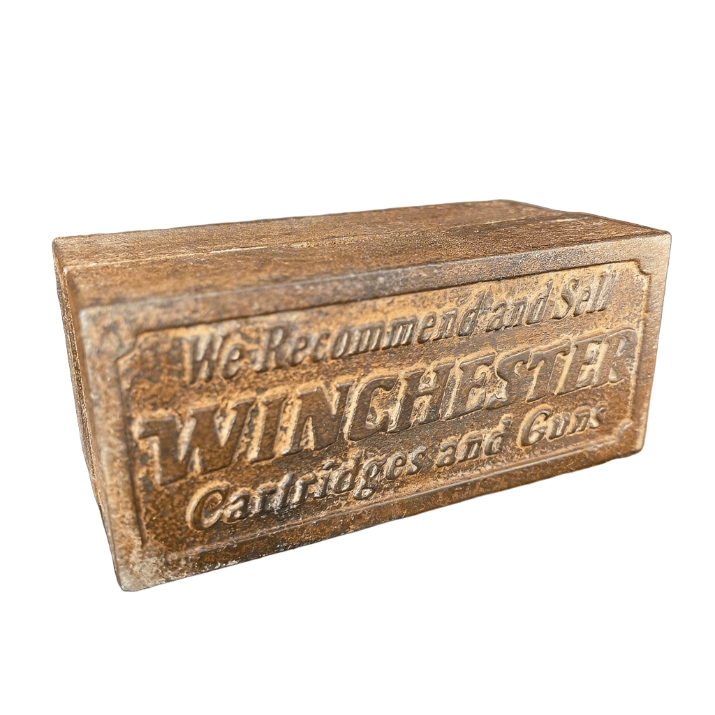 Winchester Cast Iron Coin Bank With Raised Lettering And Antique Finish (4" x 2" x 2") - Jones Peak