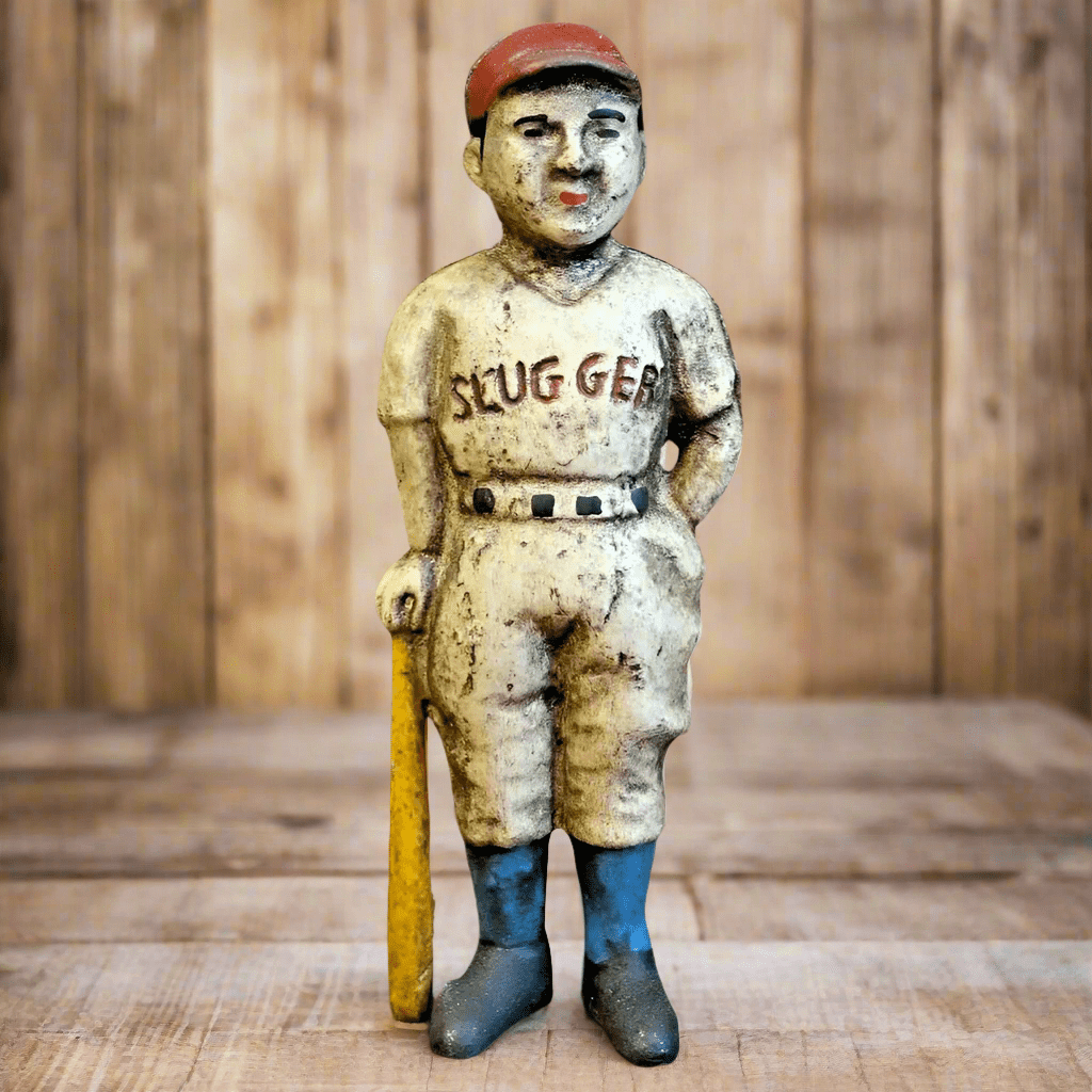 Baseball Slugger Cast Iron Coin Bank With Painted Antique Finish (6.5" x 1.5") - Jones Peak