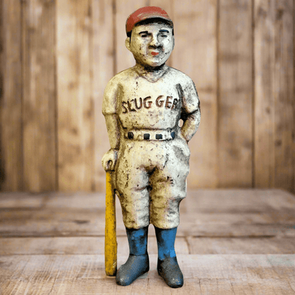 Baseball Slugger Cast Iron Coin Bank With Painted Antique Finish (6.5" x 1.5") - Jones Peak