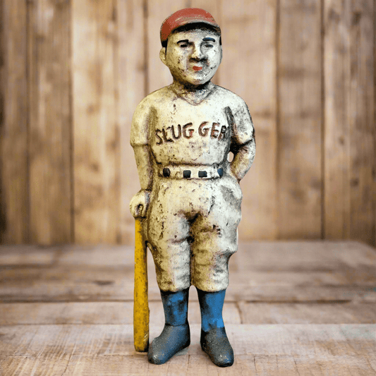 Baseball Slugger Cast Iron Coin Bank With Painted Antique Finish (6.5" x 1.5") - Jones Peak