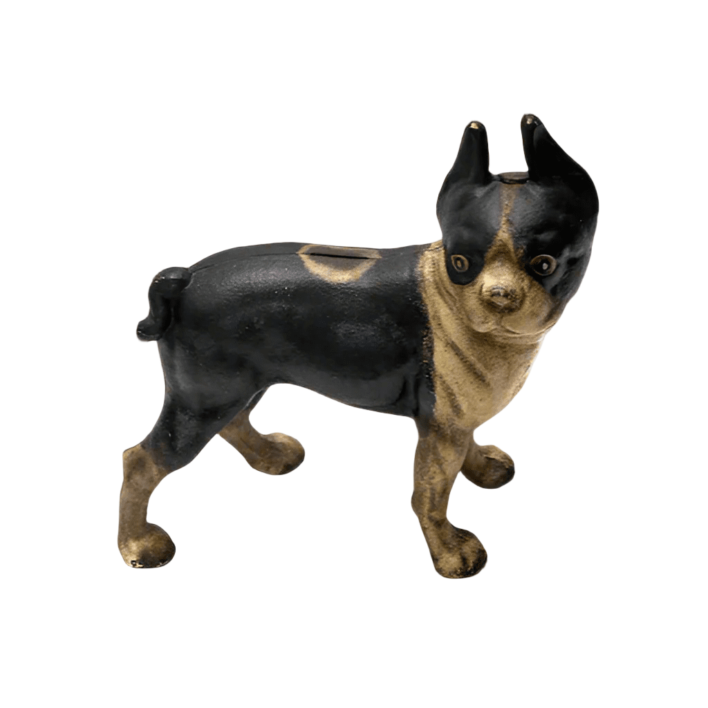Boston Terrier Cast Iron Coin Bank With Painted Antique Finish (10" x 8") - Jones Peak