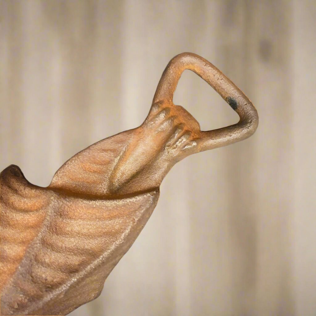 Bat Bottle Opener Cast Iron With Antique Distressed Finish (7" x 2") - Jones Peak