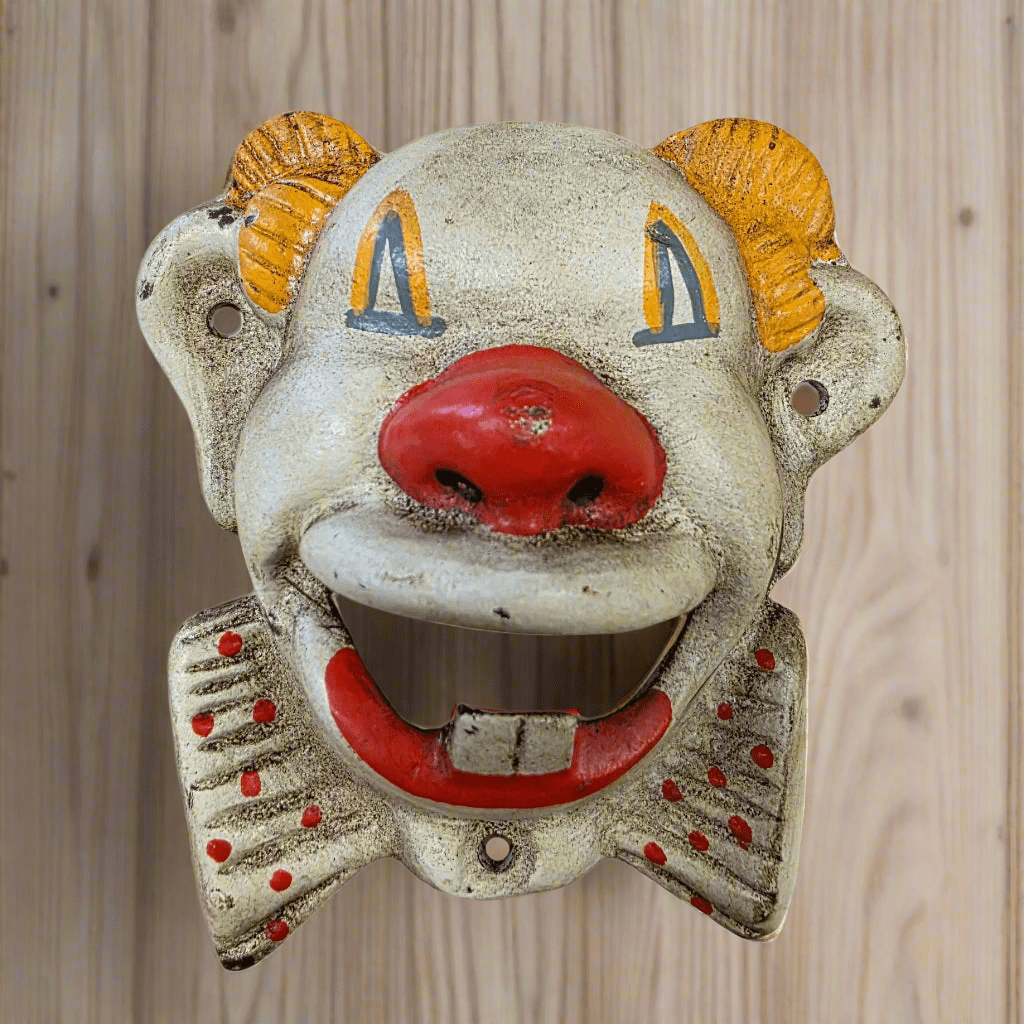 Clown Cast Iron Wall Mounted Bottle Opener With Painted Antique Finish (5" x 2.75") - Jones Peak